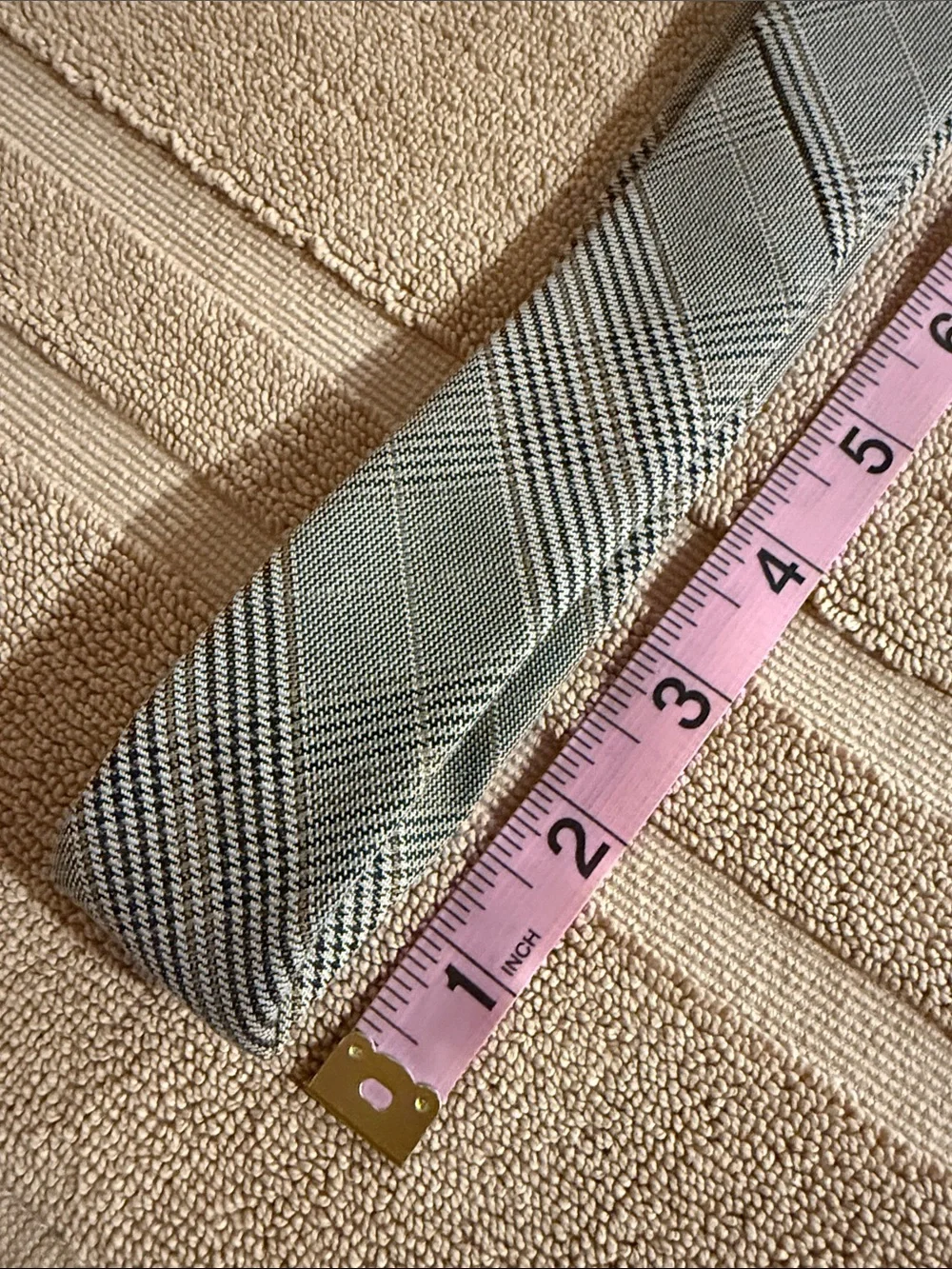 Express Men's Tie Gray Tan Black Glen Plaid Check Narrow Minimalist Corporate